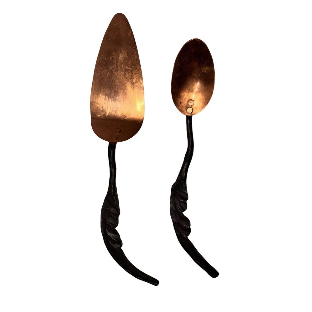 Flag Forge blacksmithing Hand-Forged Copper Iron Spoon Spatula Set southwest - Picture 3 of 13